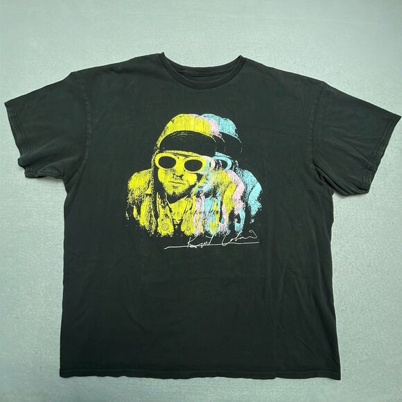 Kurt Cobain Nirvana T-Shirt Men's Large Black Abstract - Picture 2 of 7